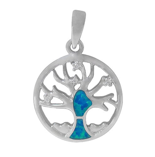 Tree of life Silver and Opal Pendant
