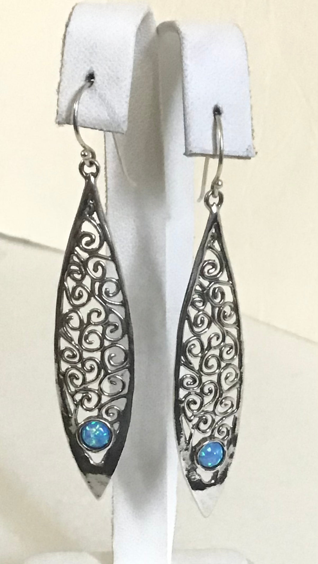 Oblong Sterling silver Shepard hook earrings