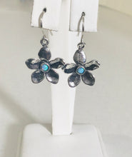 Silver Flower Opal Earrings