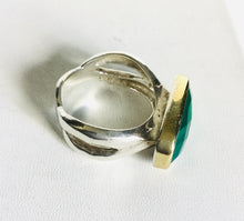Sterling silver Green Onyx /10k gold accent Ring