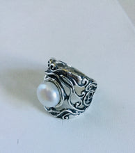 Pearl Shield Ring with ornate detailing