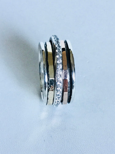 Sterling silver Rose and Yellow Gold Spinner Ring