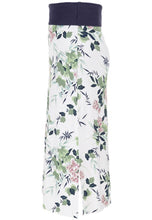 Straight 3/4 Length Wide band floral Print Skirt