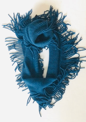 Infinity Ribbed Tassel loop knit scarf
