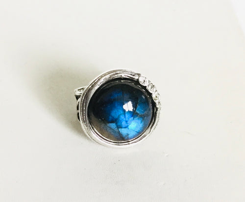Sterling silver round Labradorite Ring