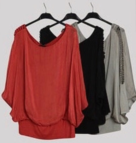 Silk Blend  Raglan Sleeve Bella Amore Blouse