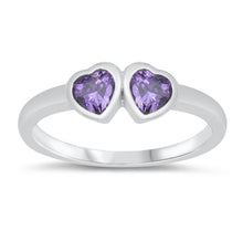 Double Heart Lab Birth Stone Ring