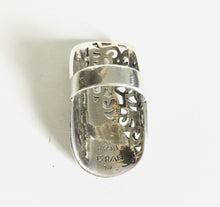 Sterling silver half Filigree cutout Shield ring