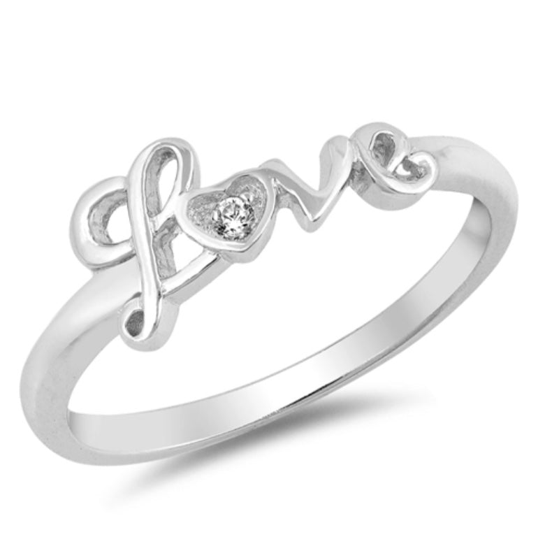 Love CZ stone Silver Ring