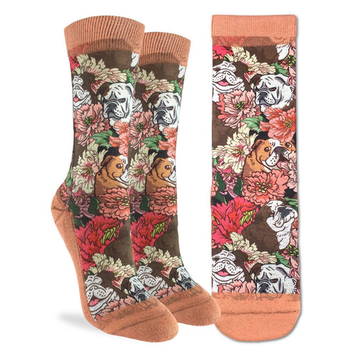 Women’s Floral Bulldog Active Fit Fun Sock