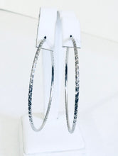 Diamond Etch Sterling Silver large hoop earrings