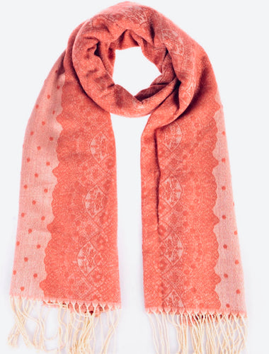Oversize reversible Paisley/ Polkadot scarf