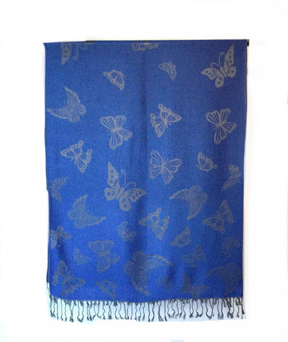 Pashmina Blue/Grey Butterfly scarf