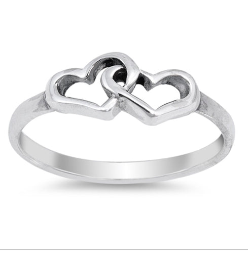 Double Sterling Silver Heart Ring