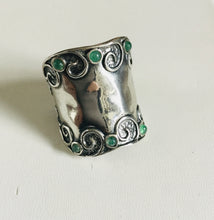 Studded gem stone Sterling Silver Shield Ring