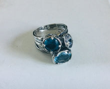 Tri-Color Aquamarine,Clear Crystal,Light Blue Topaz Ring