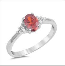 Oval cut Cz Saphire and Ruby 925 Ring