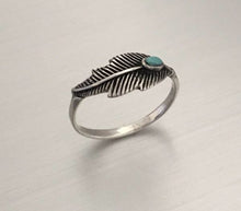 Feather Ring with synthetic Turquoise
