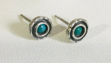 Silver Round Stud earrings with Turquoise