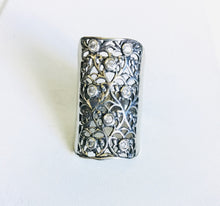 Sterling silver Cubic Zirconia Filigree Shield ring