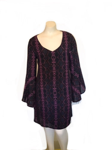 Tunic dress Snake print bell sleeve