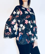 Bold Butterfly Print Bell Sleeve Top