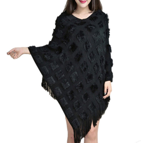 Black poncho fringe detailing Texture shawl