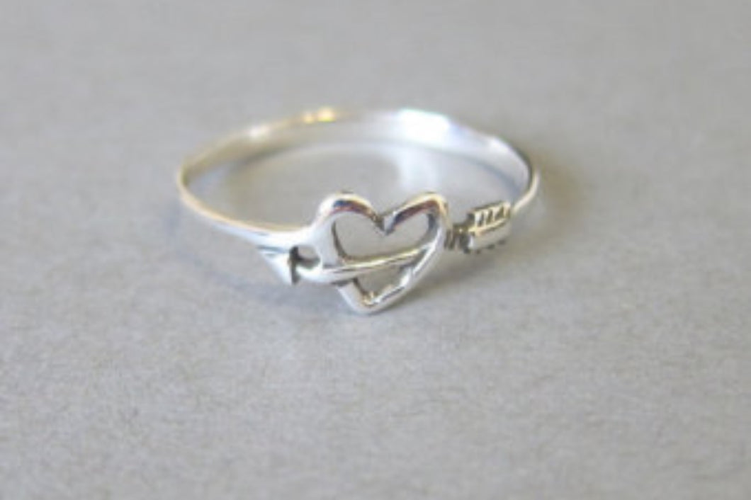 Heart and Arrow Silver Ring