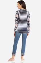 Long Sleeve Striped combo Floral Top
