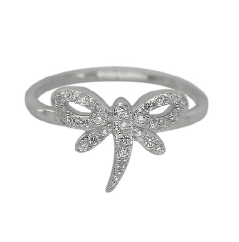Cubic zirconia Dragonfly Sterling Silver Ring