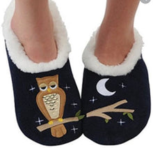 Navy Owl Perched Snoozie Slipper