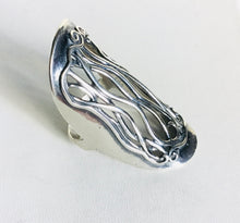 Sterling silver wire look shield ring