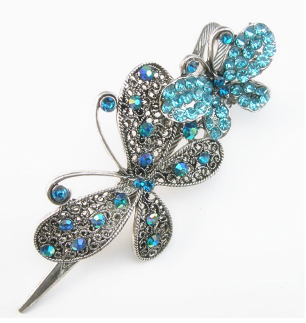 Cluster stone double Butterfly Clip