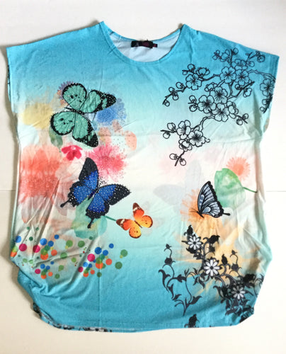 Ocean Blue Butterfly Polkadot Fun Top