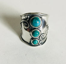 Sterling silver Triple Stone Turquoise Shield Ring