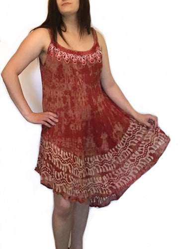 Embroidered tie dye tank dress
