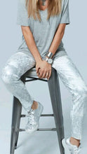 Silver and white Techo Up pants