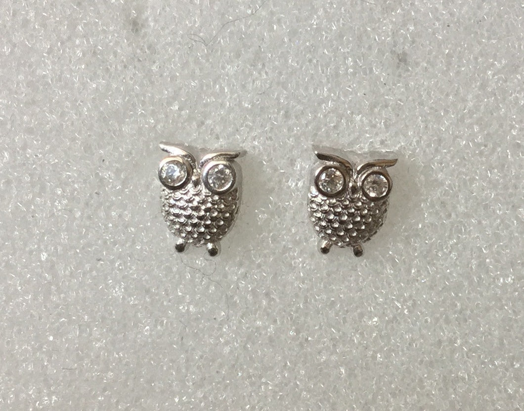 Owls studs with clear CZ eyes