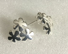 Three Daisy flower Silver Earrings