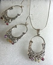 Earring and Necklace set Sterling silver Semi precious stones