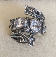 Wrapped Silver Ring 3 Clear CZ stones