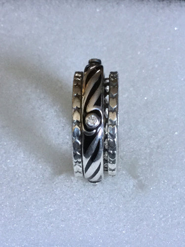 Sterling silver with CZ Spinner ring