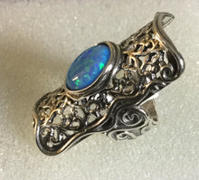 Sterling silver  Filigree / Blue Opal ring