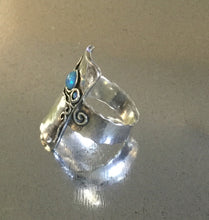 Rectangular Silver Ring with Synthetic Blue Opal Ring.