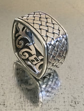 Men's Square Sterling Silver Woven detail Ring