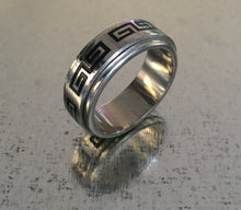 Men's Stainless Steel Spinner Ring Silver with Black Coil design