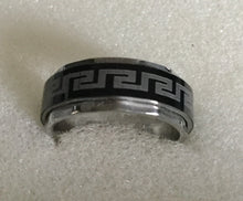 Men's Stainless Steel Spinner Ring Black with Silver Coil design.