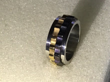 Men's Stainless Steel Spinner Ring Two Tone Black and Gold