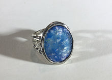 vibrant Blue patina is handset in sterling silver