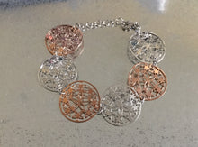 Italian silver Laser Star Cut Sterling Silver with Rose Gold plate Bracelet